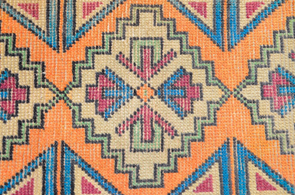 Handmade Turkish Vintage small area rug doormat for home decor, bathroom rug, area oushak rug bathroom mat kitchen kilim rug, rug 3.2X1.5, 665969