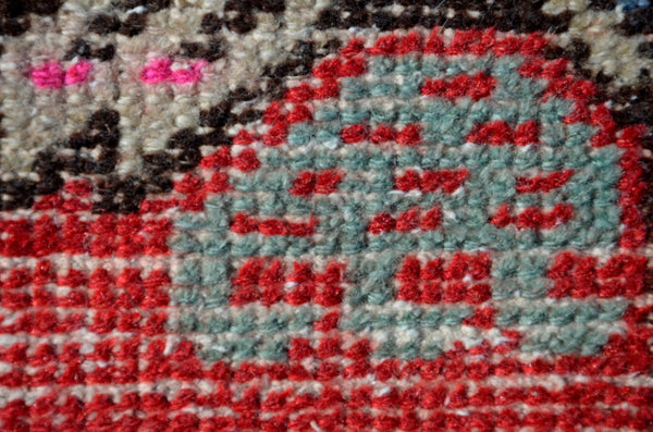 Handmade Turkish Vintage small area rug doormat for home decor, bathroom rug, area oushak rug bathroom mat kitchen kilim rug, rug 3x1.5, 665993
