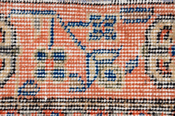 Handmade Turkish Vintage small area rug doormat for home decor, bathroom rug, area oushak rug bathroom mat kitchen kilim rug, rug 3.4x1.2, 666036