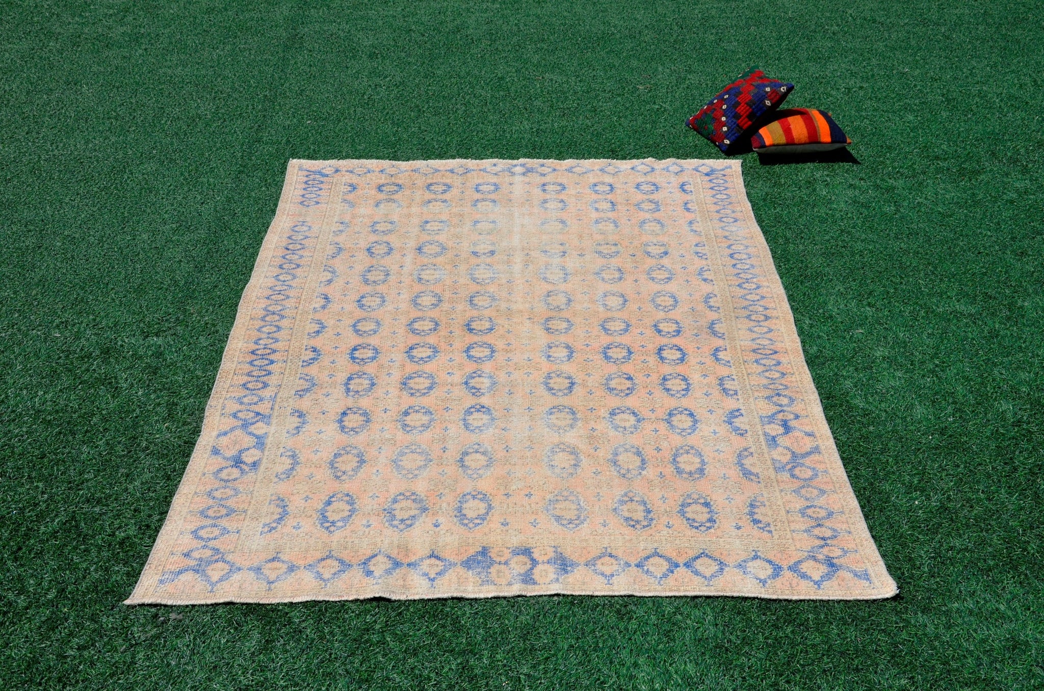 Turkish Handmade large Vintage rug for home decor, oversize rug, area rug oushak rug boho rug bedroom rug kitchen rug  kilim rug, rugs 6x8, 666232