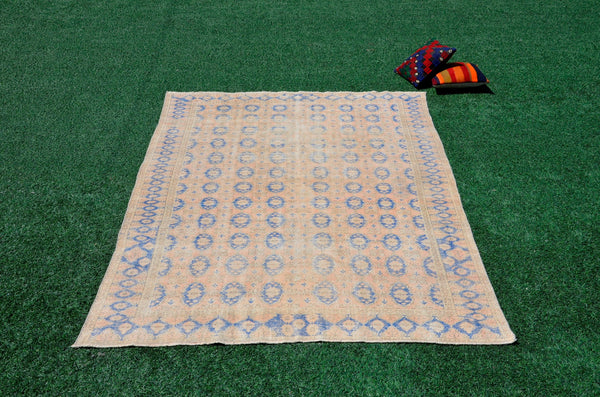 Turkish Handmade large Vintage rug for home decor, oversize rug, area rug oushak rug boho rug bedroom rug kitchen rug  kilim rug, rugs 6x8, 666232