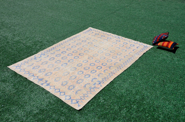 Turkish Handmade large Vintage rug for home decor, oversize rug, area rug oushak rug boho rug bedroom rug kitchen rug  kilim rug, rugs 6x8, 666232