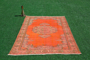 Natural Turkish large Vintage rug for home decor, oversize rug, area rug oushak rug boho rug bedroom rug kitchen rug  kilim rug, rugs 6x9, 666248