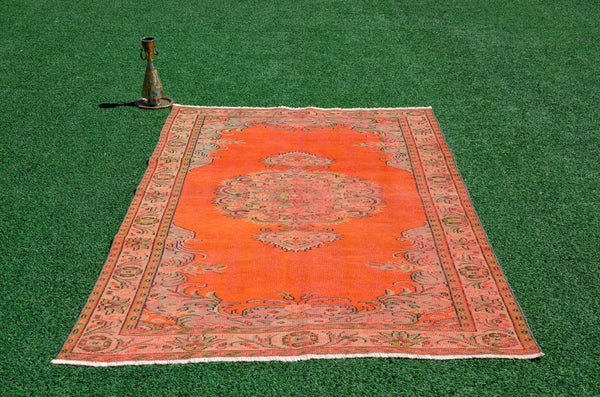 Natural Turkish large Vintage rug for home decor, oversize rug, area rug oushak rug boho rug bedroom rug kitchen rug  kilim rug, rugs 6x9, 666248