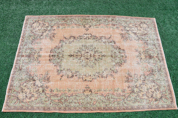 Unique Turkish large Vintage rug for home decor, oversize rug, area rug oushak rug boho rug bedroom kitchen rug  kilim rug, rugs 7x10, 666255