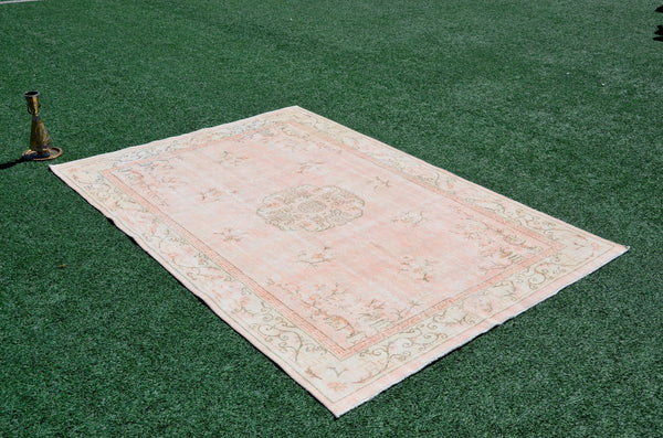 Natural Turkish large Vintage rug for home decor, oversize rug, area rug oushak rug boho rug bedroom rug kitchen rug  kilim rug, rugs 7x10, 666260