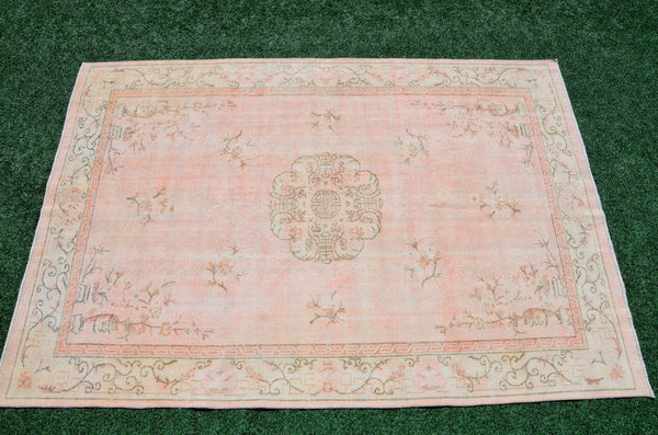 Natural Turkish large Vintage rug for home decor, oversize rug, area rug oushak rug boho rug bedroom rug kitchen rug  kilim rug, rugs 7x10, 666260