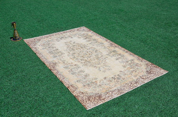 Natural Turkish large Vintage rug for home decor, oversize rug, area rug oushak rug boho rug bedroom rug kitchen rug  kilim rug, rugs 6x9, 666268