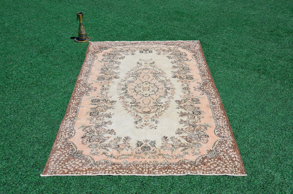 Natural Turkish large Vintage rug for home decor, oversize rug, area rug oushak rug boho rug bedroom rug kitchen rug  kilim rug, rugs 6x9, 666272