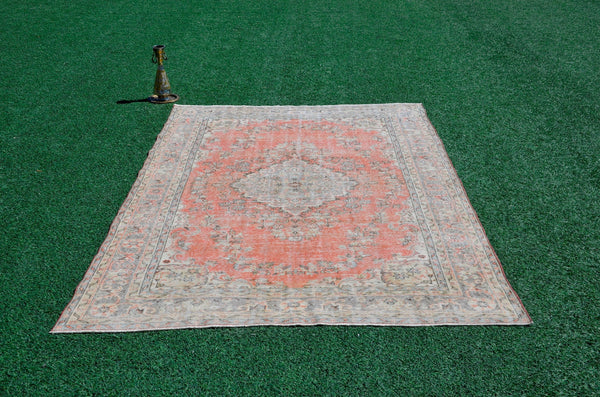 Handmade Turkish large Vintage rug for home decor, oversize rug, area rug oushak rug boho rug bedroom rug kitchen rug  kilim rug, rugs 7x10, 666274