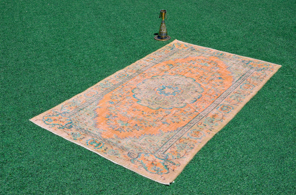 Unique Turkish large Vintage rug for home decor, oversize rug, area rug oushak rug boho rug bedroom kitchen rug  kilim rug, rugs 5x9, 666275