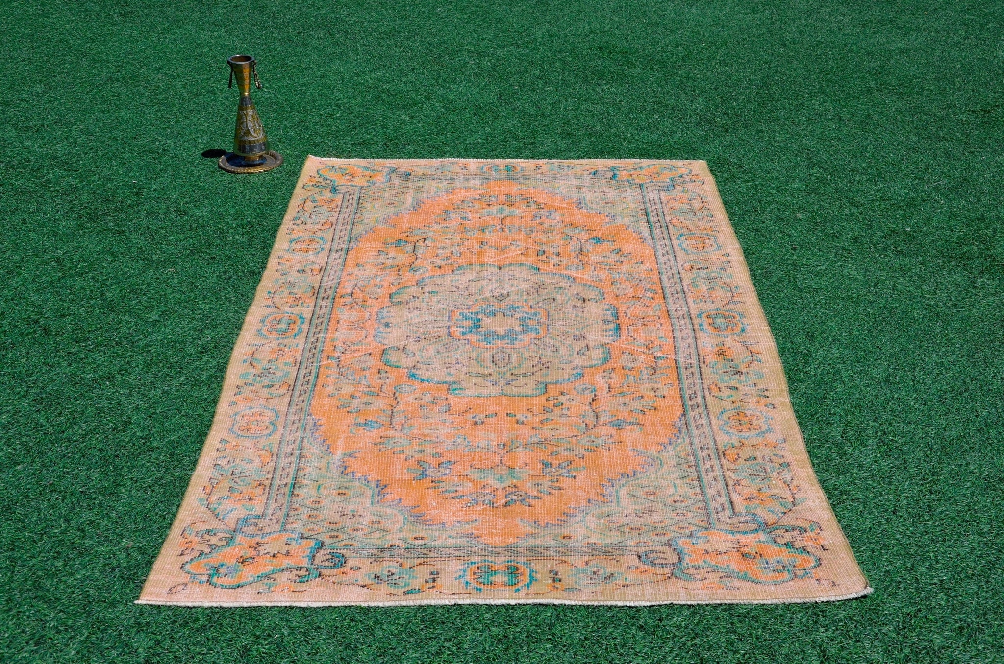 Unique Turkish large Vintage rug for home decor, oversize rug, area rug oushak rug boho rug bedroom kitchen rug  kilim rug, rugs 5x9, 666275
