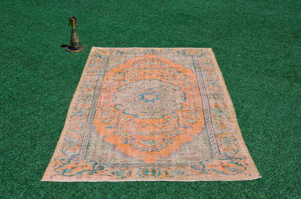 Unique Turkish large Vintage rug for home decor, oversize rug, area rug oushak rug boho rug bedroom kitchen rug  kilim rug, rugs 5x9, 666275