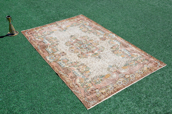 Unique Turkish large Vintage rug for home decor, oversize rug, area rug oushak rug boho rug bedroom kitchen rug  kilim rug, rugs 5x9, 666283