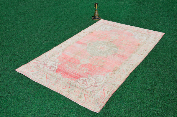 Unique Turkish large Vintage rug for home decor, oversize rug, area rug oushak rug boho rug bedroom kitchen rug  kilim rug, rugs 6x9, 666291