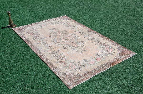 Handmade Turkish large Vintage rug for home decor, oversize rug, area rug oushak rug boho rug bedroom rug kitchen rug  kilim rug, rugs 6x9, 666294