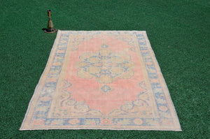Natural Turkish Vintage rug for home decor, oversize rug, area rug oushak rug boho rug bedroom rug kitchen rug  kilim rug, rugs 6x9, 666296