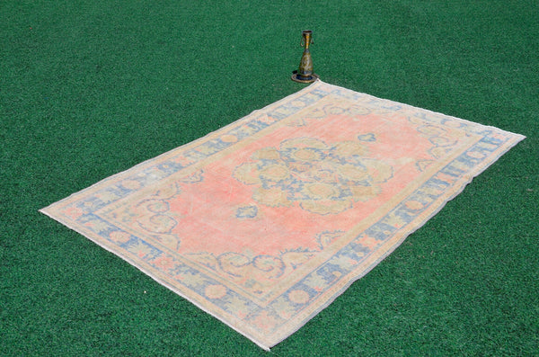 Natural Turkish Vintage rug for home decor, oversize rug, area rug oushak rug boho rug bedroom rug kitchen rug  kilim rug, rugs 6x9, 666296