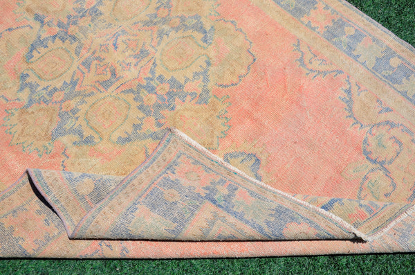 Natural Turkish Vintage rug for home decor, oversize rug, area rug oushak rug boho rug bedroom rug kitchen rug  kilim rug, rugs 6x9, 666296