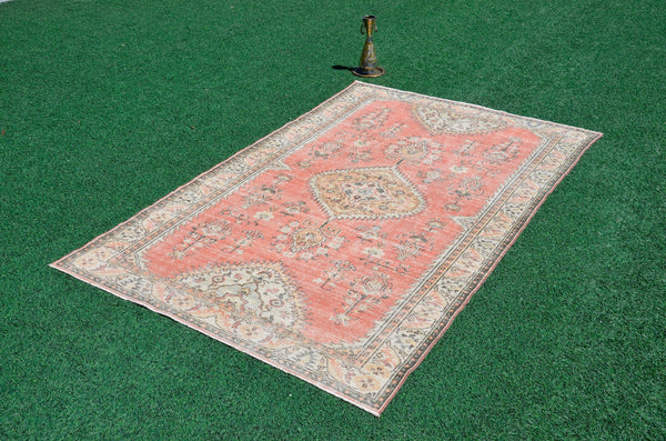Handmade Turkish large Vintage rug for home decor, oversize rug, area rug oushak rug boho rug bedroom rug kitchen rug  kilim rug, rugs 6x9, 666306