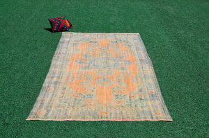 Unique Turkish large Vintage rug for home decor, oversize rug, area rug oushak rug boho rug bedroom kitchen rug  kilim rug, rugs 6x10, 666307