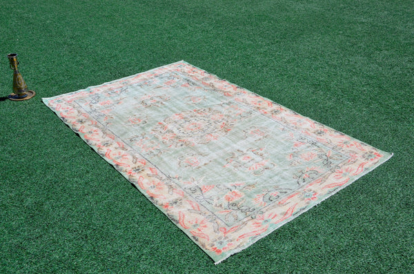 Natural Turkish Vintage rug for home decor, oversize rug, area rug oushak rug boho rug bedroom rug kitchen rug  kilim rug, rugs 6x9, 666308
