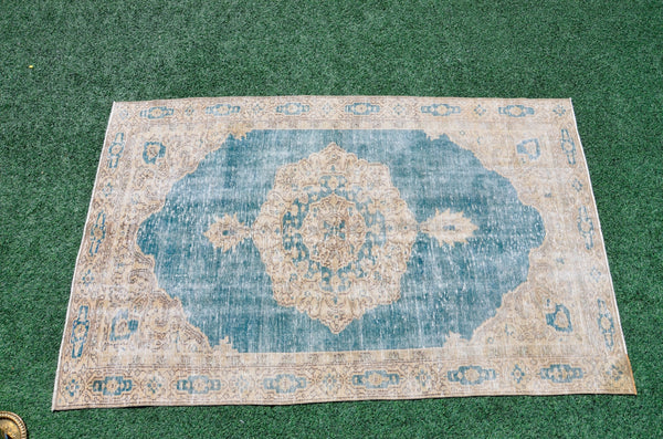 Stained Handmade Turkish Vintage rug for home decor, oversize rug, area rug oushak rug boho rug bedroom rug kitchen rug  kilim rug, rugs 5x9, 666470