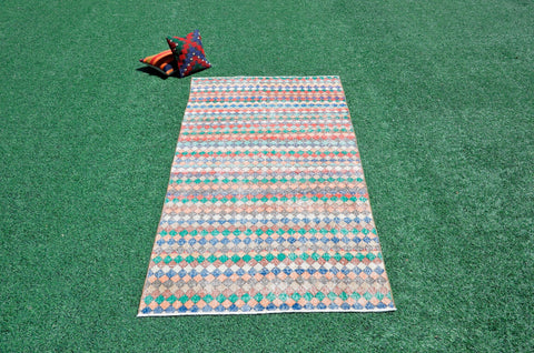 Natural Turkish Vintage rug for home decor, oversize rug, area rug oushak rug boho rug bedroom rug kitchen rug  kilim rug, rugs 4x9, 666472