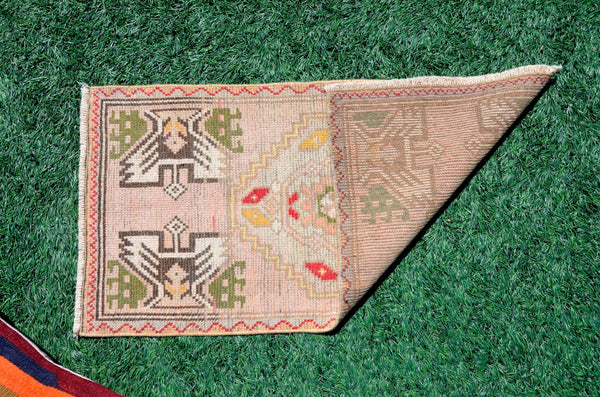 Natural Turkish Vintage small area rug doormat for home decor, bathroom rug, area oushak rug bathroom mat kitchen rug kilim rug, rug 3X1.5, 665770