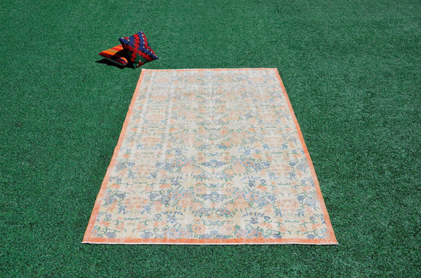 Unique Turkish large Vintage rug for home decor, oversize rug, area rug oushak rug boho rug bedroom kitchen rug  kilim rug, rugs 5x9, 666475
