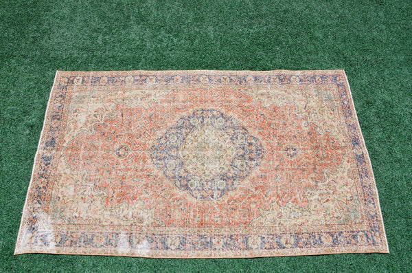 Natural Turkish Vintage rug for home decor, oversize rug, area rug oushak rug boho rug bedroom rug kitchen rug  kilim rug, rugs 5x9, 666476