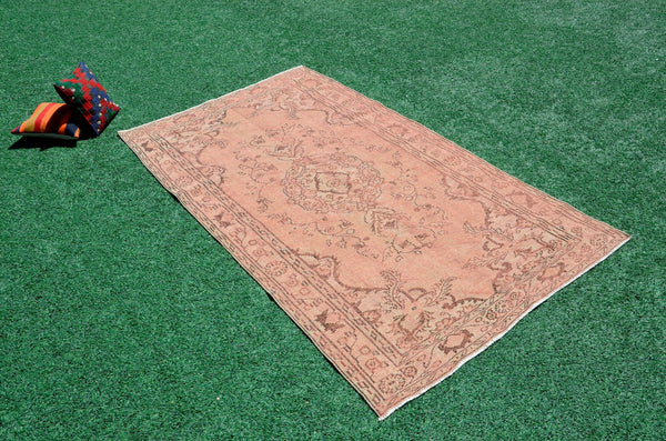 Stained Handmade Turkish Vintage rug for home decor, oversize rug, area rug oushak rug boho rug bedroom rug kitchen rug  kilim rug, rugs 5x9, 666478