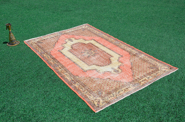 Turkish Handmade Vintage rug for home decor, oversize rug, area rug oushak boho rug bedroom rug kitchen rug  kilim rug, rugs 5x9, 666481