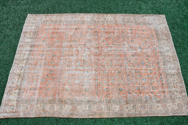 Natural Turkish Vintage rug for home decor, oversize rug, area rug oushak rug boho rug bedroom rug kitchen rug  kilim rug, rugs 7x10, 666488