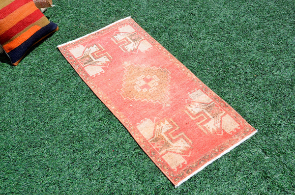 Natural Turkish Vintage small area rug doormat for home decor, bathroom rug, area oushak rug bathroom mat kitchen rug kilim rug, rug 3.6X1.7, 665816