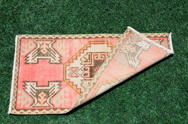 Turkish Handmade Vintage small area rug doormat for home decor, bathroom rug, area oushak rug bathroom mat kitchen kilim rug, rug 3.1x1.6, 665824