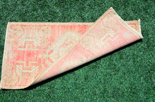 Handmade Turkish Vintage small area rug doormat for home decor, bathroom rug, area oushak rug bathroom mat kitchen kilim rug, rug 3.1X1.5, 665830