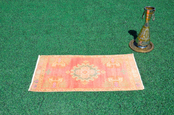 Handmade Turkish Vintage small area rug doormat for home decor, bathroom rug, area oushak rug bathroom mat kitchen kilim rug, rug 3.2X1.6, 665834