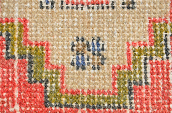 Vintage Handmade Turkish small area rug doormat for home decor, bathroom rug, area rug bathroom mat kitchen kilim rug, rug 3X1.6, 665842