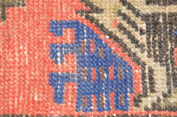 Handmade Turkish Vintage small area rug doormat for home decor, bathroom rug, area oushak rug bathroom mat kitchen kilim rug, rug 2.8X1.4, 665843