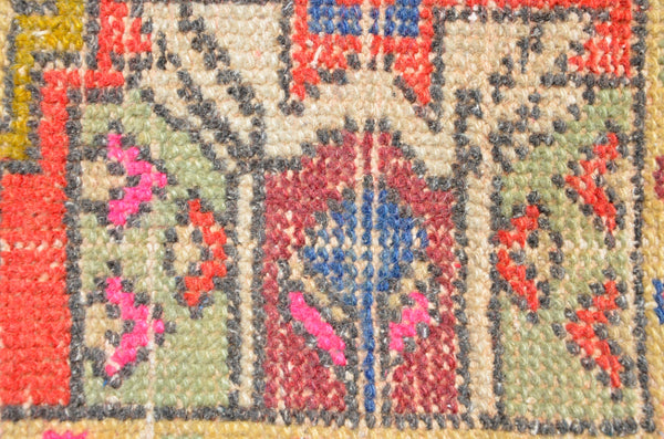 Natural Turkish Vintage small area rug doormat for home decor, bathroom rug, area oushak rug bathroom mat kitchen rug kilim rug, rug 3.1X1.5, 665848