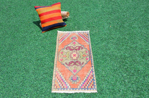 Natural Turkish Vintage small area rug doormat for home decor, bathroom rug, area oushak rug bathroom mat kitchen rug kilim rug, rug 3.3X1.5, 665924
