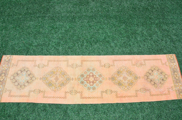 Unique Vintage Turkish runner rug for home decor, area rug, Anatolian oushak rug boho rug bedroom rug kitchen rug kilim, 10'9"x2'", 666419