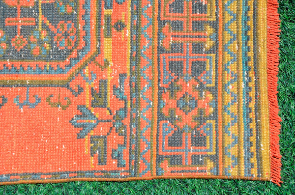 Turkish Handmade Vintage runner rug for home decor, area rug, Anatolian oushak rug boho rug kitchen rug  bathroom rug kilim, 10'9" x 2'9", 666420