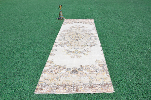 Turkish Handmade Vintage runner rug for home decor, area rug, Anatolian oushak rug boho rug kitchen rug  bathroom rug kilim, 10'2" x 3'1", 666429