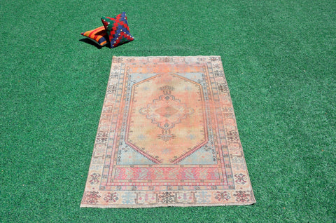 Turkish Vintage Anatolian rug for home decor, area rug, oushak rug boho rug bedroom rug kitchen rug bathroom rug kilim, rugs 4x7, 666390