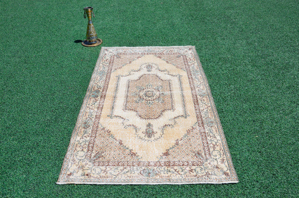Natural oushak Turkish rug for home decor, Vintage rug, area rug boho rug bedroom rug kitchen rug bathroom rug kilim rugs handmade, rugs 4x7, 666388