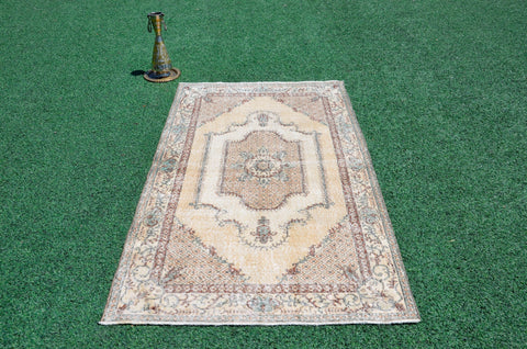 Natural oushak Turkish rug for home decor, Vintage rug, area rug boho rug bedroom rug kitchen rug bathroom rug kilim rugs handmade, rugs 4x7, 666388