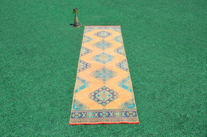 Vintage Turkish Handmade runner rug for home decor, area rug, Anatolian oushak rug boho rug kitchen rug  bathroom rug kilim, 10'7" x 3'1", 666423