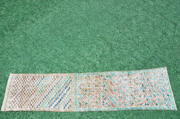 Vintage Turkish Handmade runner rug for home decor, area rug, Anatolian oushak rug boho rug kitchen rug  bathroom rug kilim, 7'5" x 1'9", 666424